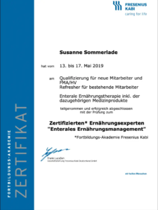 Susanne Sommerlade - Zertifizierung als Ernährungsexpertin
